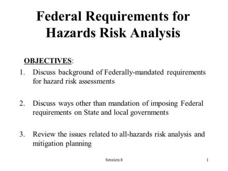 Federal Requirements for Hazards Risk Analysis