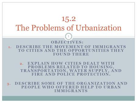 15.2 The Problems of Urbanization