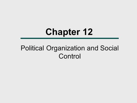 Political Organization and Social Control