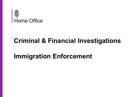 Criminal & Financial Investigations Immigration Enforcement