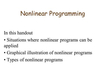 Nonlinear Programming