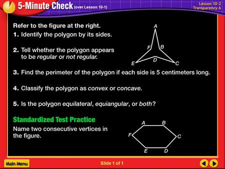 (over Lesson 10-1) Slide 1 of 1 1-1a.