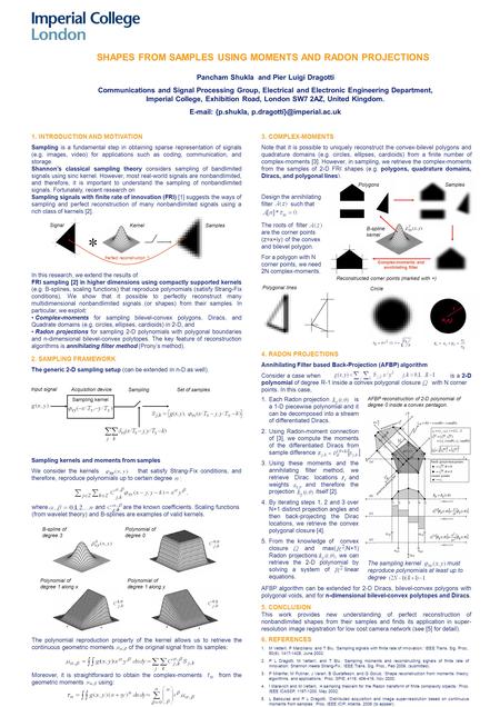 1. INTRODUCTION AND MOTIVATION Sampling is a fundamental step in obtaining sparse representation of signals (e.g. images, video) for applications such.