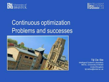 Continuous optimization Problems and successes