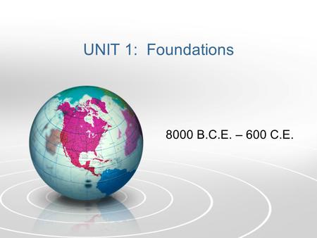 UNIT 1: Foundations 8000 B.C.E. – 600 C.E.. Is America Civilized? (Activator) Come up with reasons why America might be considered Civilized. Also come.