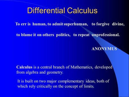 Differential Calculus