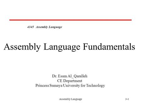 Assembly Language Fundamentals