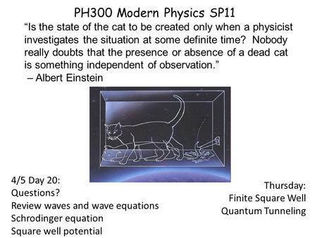 “Is the state of the cat to be created only when a physicist investigates the situation at some definite time? Nobody really doubts that the presence or.