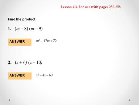 Lesson 4.3, For use with pages