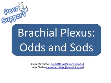 Brachial Plexus: Odds and Sods Emily Matthews Alex Clarke