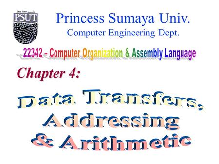 Princess Sumaya Univ. Computer Engineering Dept. Chapter 4: