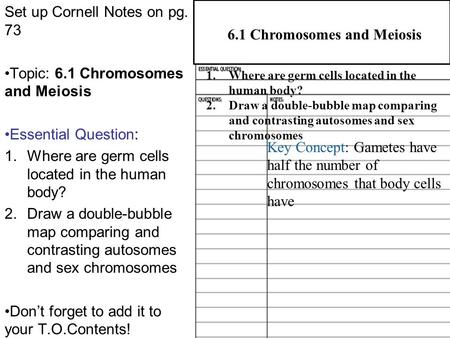 6.1 Chromosomes and Meiosis