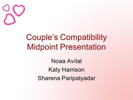 Couple’s Compatibility Midpoint Presentation Noaa Avital Katy Harrison Sharena Paripatyadar.