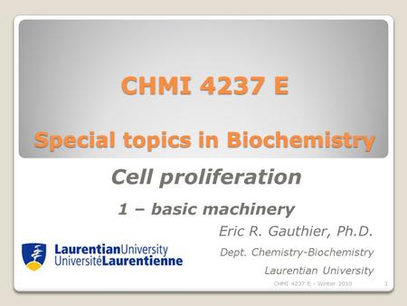 CHMI 4237 E Special topics in Biochemistry