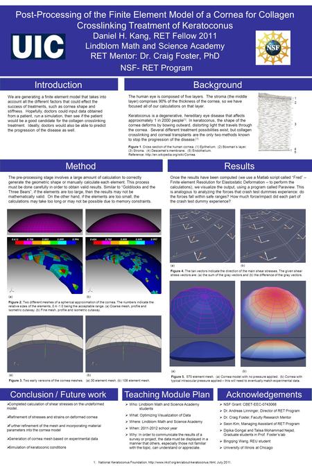  Completed calculation of shear stresses on the undeformed model.  Refinement of stresses and strains on deformed cornea  Further refinement of the.