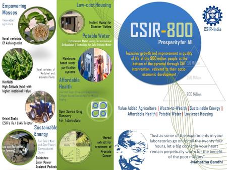 800 Million 250 Million 50 Million CSIR-800 Prosperity for All “Just as some of the experiments in your laboratories go on for all the twenty four hours,