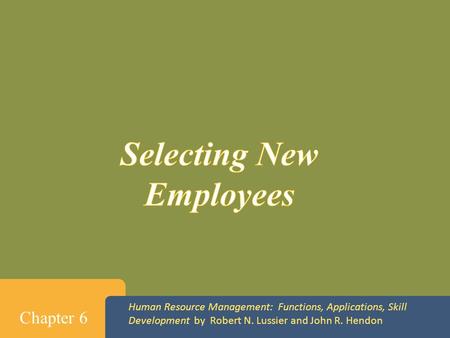 Selecting New Employees