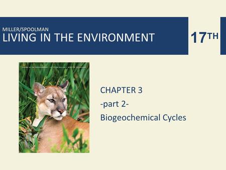 CHAPTER 3 -part 2- Biogeochemical Cycles