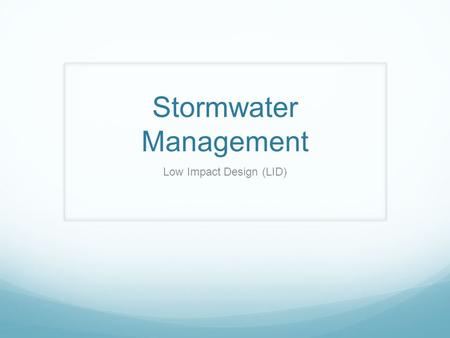 Stormwater Management