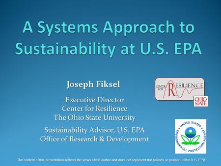 A Systems Approach to Sustainability at U.S. EPA