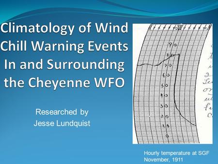 Researched by Jesse Lundquist Hourly temperature at SGF November, 1911.