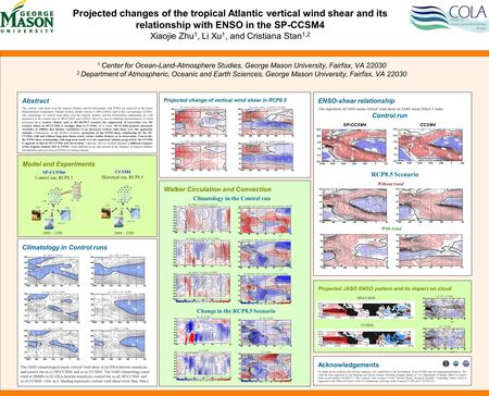 1 Center for Ocean-Land-Atmosphere Studies, George Mason University, Fairfax, VA 22030 2 Department of Atmospheric, Oceanic and Earth Sciences, George.