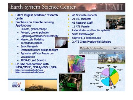 Atmospheric Electricity and Lightning Research at UAH Large Group (>25) includes scientists, engineers and students. Capabilities include: Instrument.