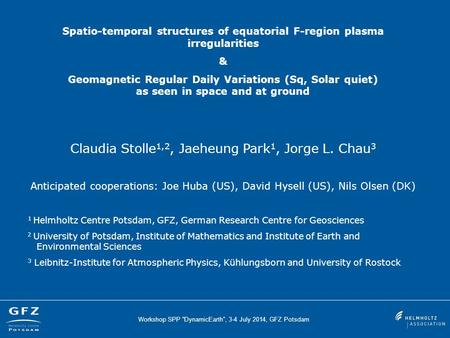 Spatio-temporal structures of equatorial F-region plasma irregularities & Geomagnetic Regular Daily Variations (Sq, Solar quiet) as seen in space and at.