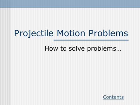 Projectile Motion Problems