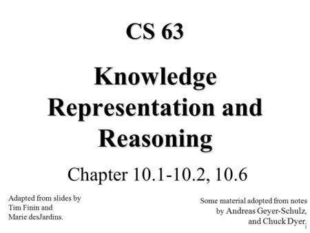 Knowledge Representation and Reasoning