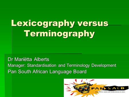 Lexicography versus Terminography