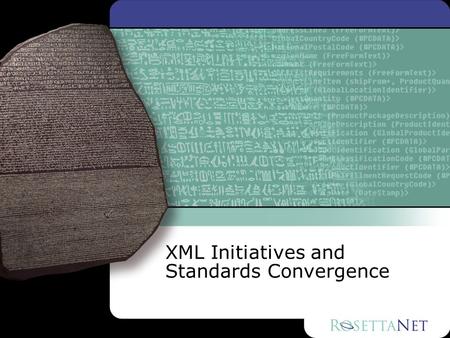 XML Initiatives and Standards Convergence. 2Standards Convergence © COPYRIGHT 2001 ROSETTANET. ALL RIGHTS RESERVED. Agenda Part One: Conceptual Model.