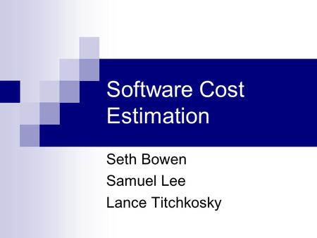 Software Cost Estimation