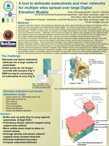 Standard watershed and stream delineation recipe - Vector stream (ex. NHD data) fusion into DEM raster (burning in) - Sink removal - Flow direction - Flow.