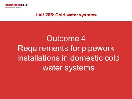 Unit 205: Cold water systems