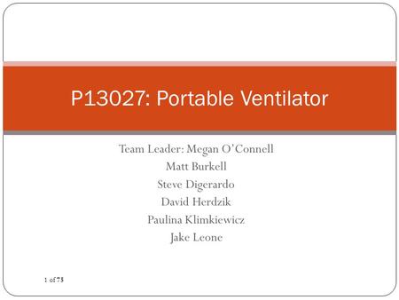 P13027: Portable Ventilator