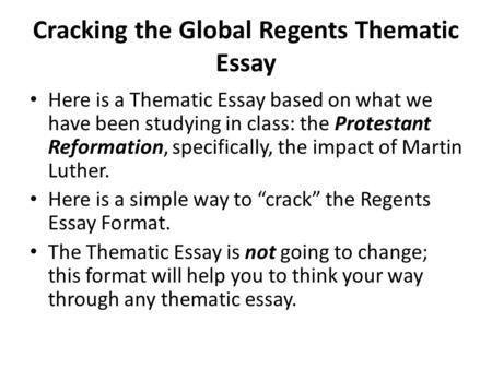 Cracking the Global Regents Thematic Essay