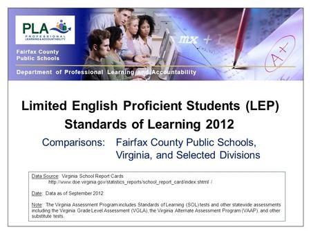 Data Source: Virginia School Report Cards  / Date: Data as of September 2012.