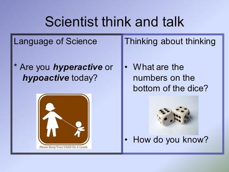 Scientist think and talk