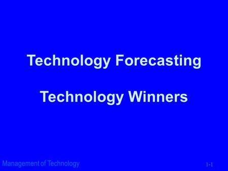 Technology Forecasting