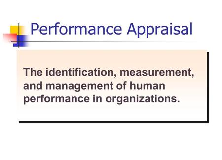 Performance Appraisal