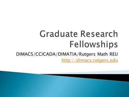 DIMACS/CCICADA/DIMATIA/Rutgers Math REU