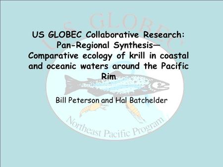 US GLOBEC Collaborative Research: Pan-Regional Synthesis— Comparative ecology of krill in coastal and oceanic waters around the Pacific Rim Bill Peterson.