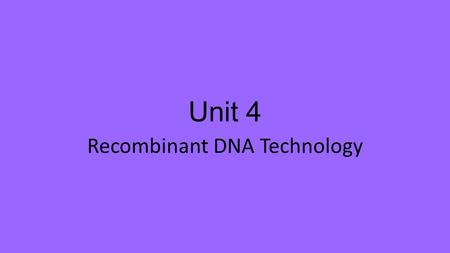 Recombinant DNA Technology