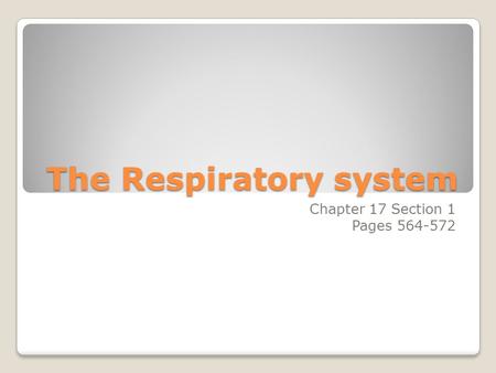 The Respiratory system