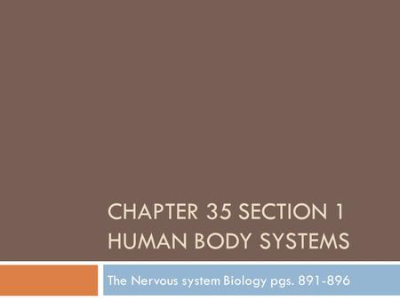 Chapter 35 Section 1 Human Body Systems