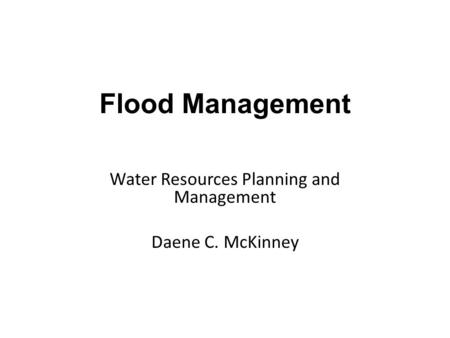 Water Resources Planning and Management