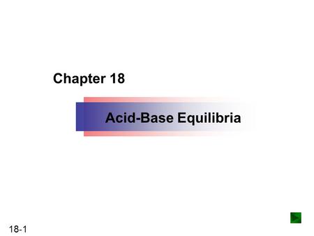 18-1 Copyright ©The McGraw-Hill Companies, Inc. Permission required for reproduction or display. Chapter 18 Acid-Base Equilibria.