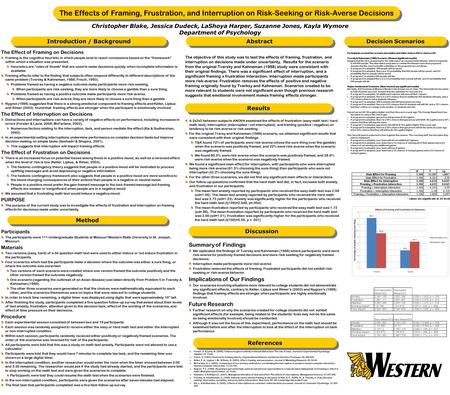 Summary of Findings We replicated the findings of Tversky and Kahneman (1988) where participants were more risk-averse for positively framed decisions.