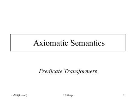 Predicate Transformers